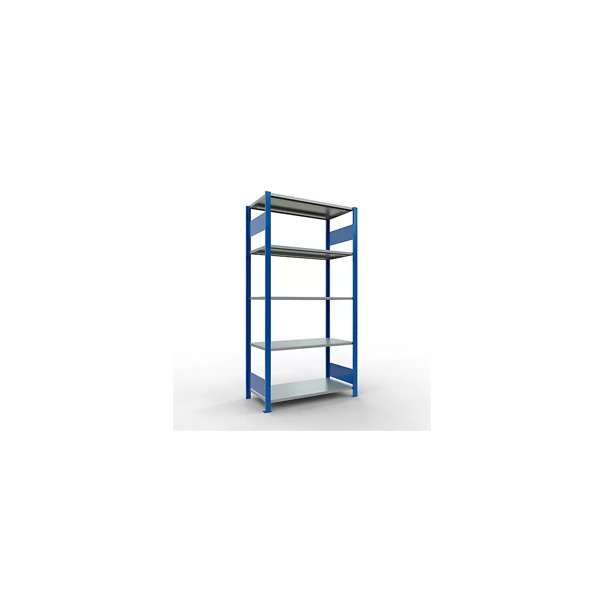 Schulte Lagertechnik Rayonnage à tablettes MULTIplus150, rayonnage de base emboîtable, L 1000 x P 500 x H 2000 mm, 5 niveaux, jusqu'à 1300 kg, bleu gentiane/galvanisé
