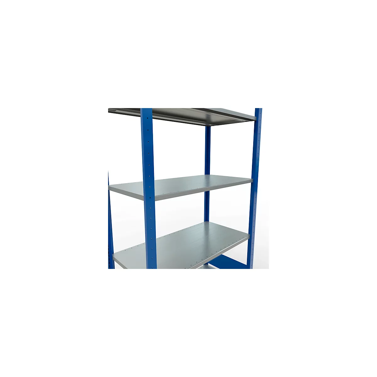 Schulte Lagertechnik Rayonnage à tablettes MULTIplus150, rayonnage de base emboîtable, L 1000 x P 500 x H 2000 mm, 5 niveaux, jusqu'à 1300 kg, bleu gentiane/galvanisé