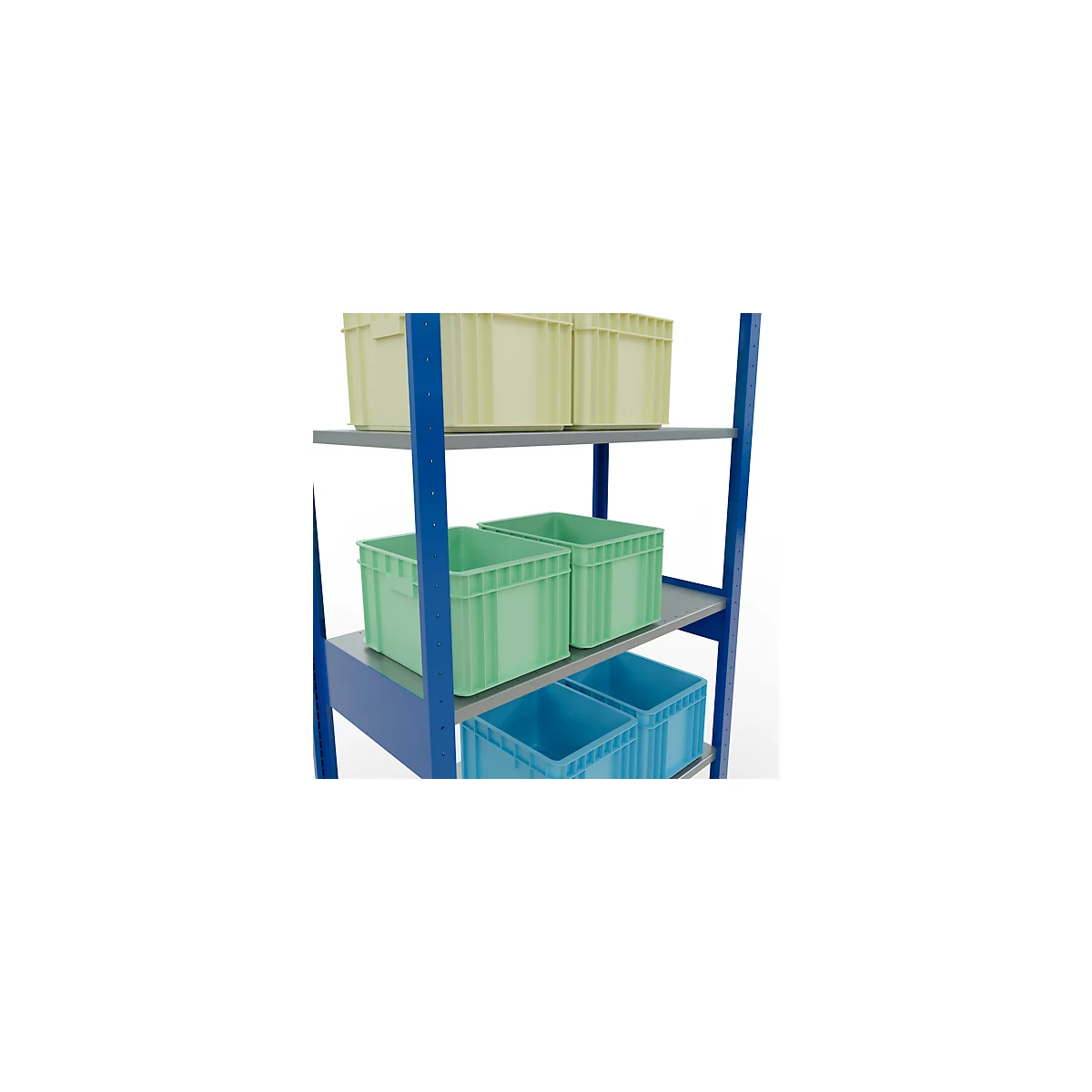 Schulte Lagertechnik Rayonnage à tablettes MULTIplus150, rayonnage de base emboîtable, L 1000 x P 500 x H 2500 mm, 6 niveaux, jusqu'à 1400 kg, bleu gentiane/galvanisé