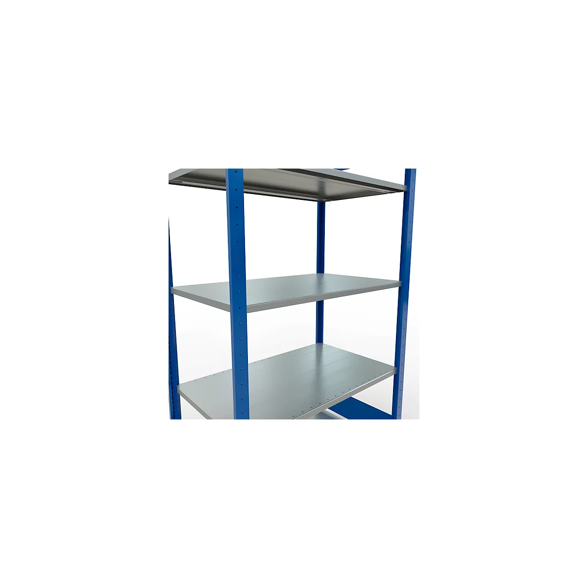 Schulte Lagertechnik Rayonnage à tablettes MULTIplus150, rayonnage de base emboîtable, L 1000 x P 600 x H 2000 mm, 5 niveaux, jusqu'à 1300 kg, bleu gentiane/galvanisé