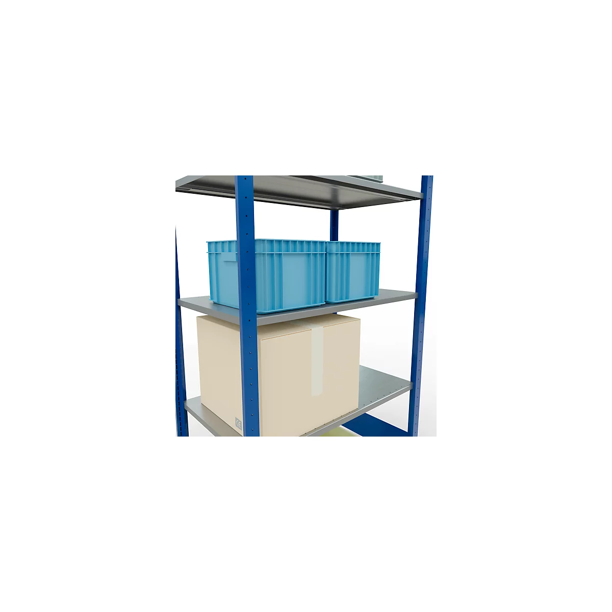 Schulte Lagertechnik Rayonnage à tablettes MULTIplus150, rayonnage de base emboîtable, L 1000 x P 600 x H 2000 mm, 5 niveaux, jusqu'à 1300 kg, bleu gentiane/galvanisé