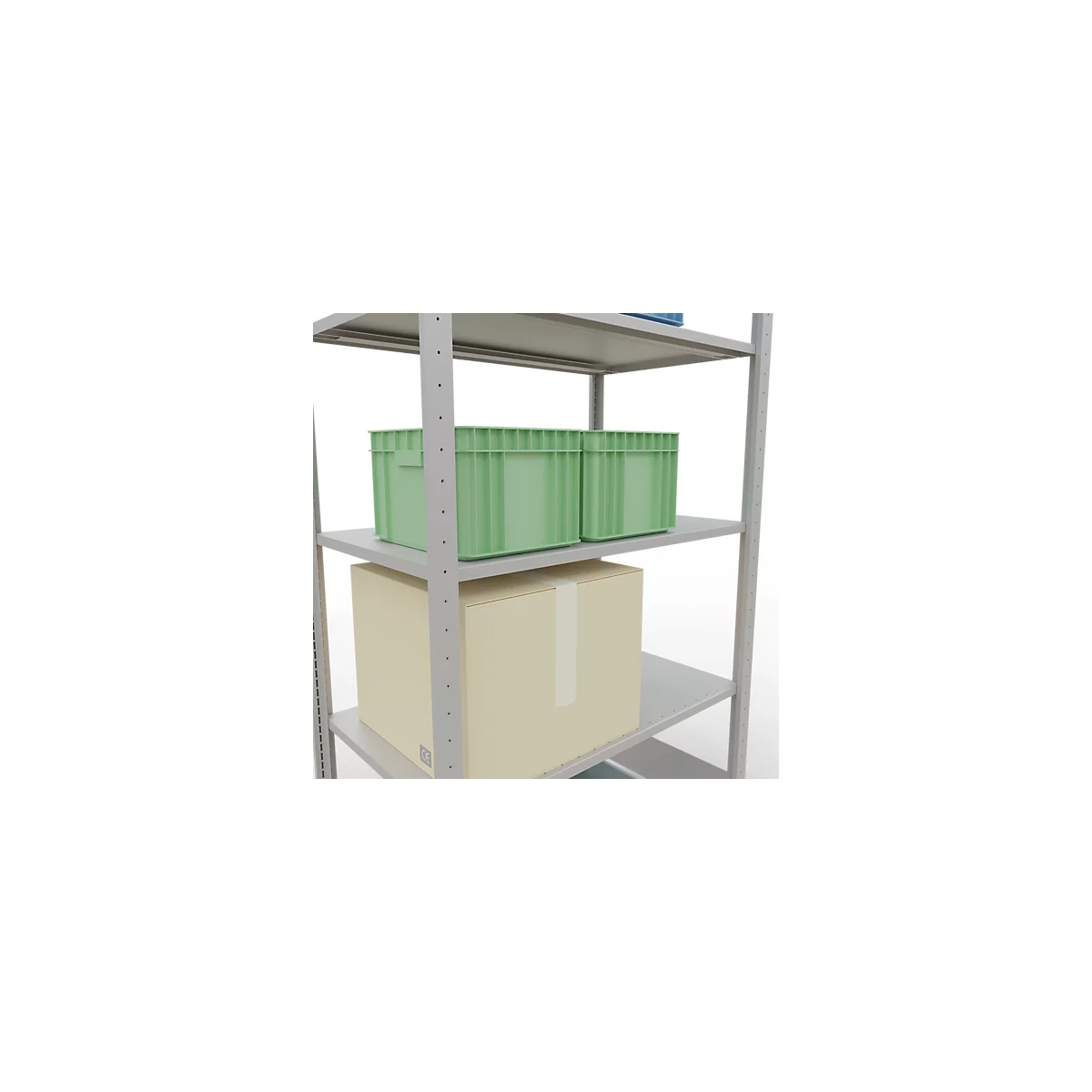 Schulte Lagertechnik Rayonnage à tablettes MULTIplus150, rayonnage de base emboîtable, L 1000 x P 600 x H 2000 mm, 5 niveaux, jusqu'à 1300 kg, gris clair