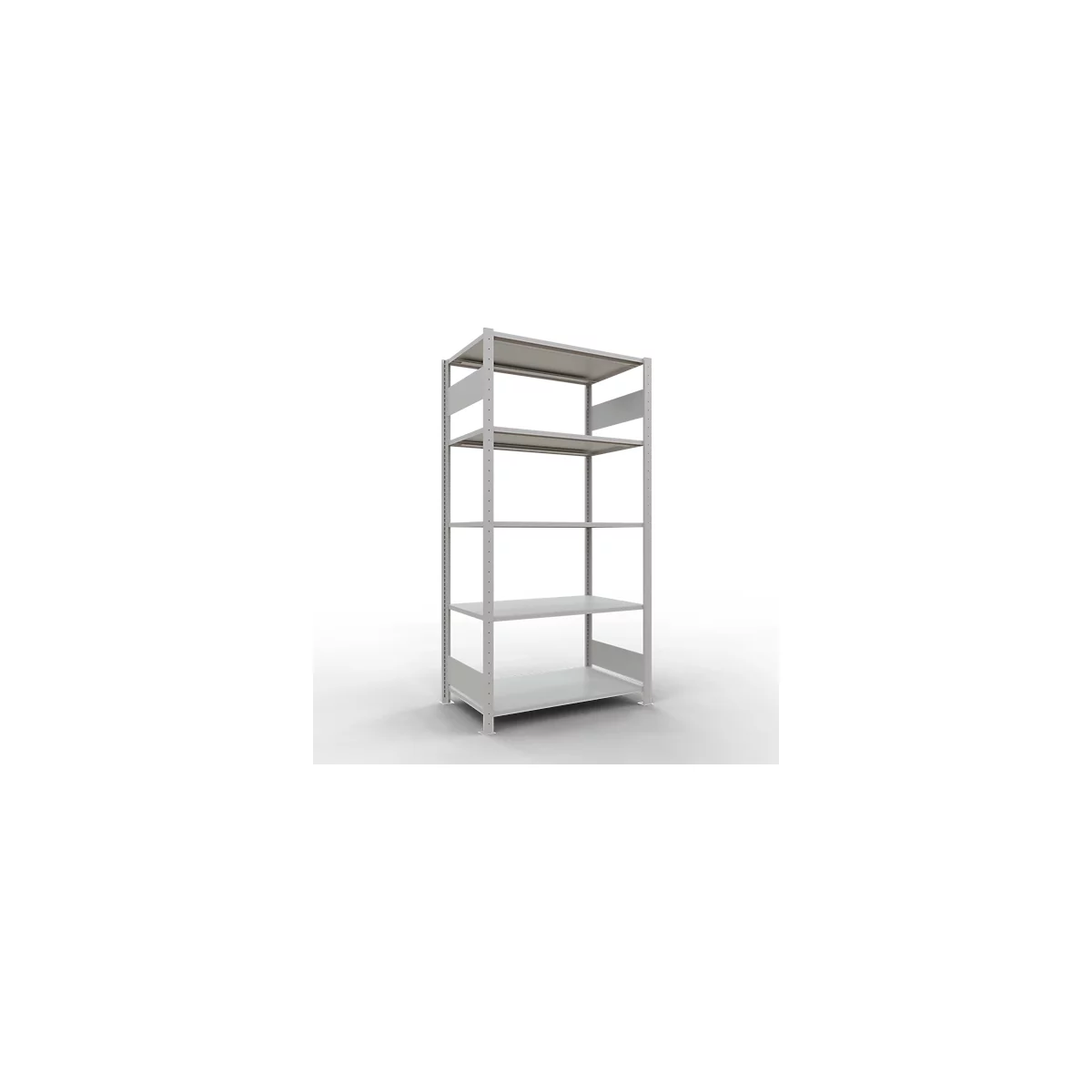 Schulte Lagertechnik Rayonnage à tablettes MULTIplus150, rayonnage de base emboîtable, L 1000 x P 600 x H 2000 mm, 5 niveaux, jusqu'à 1300 kg, gris clair