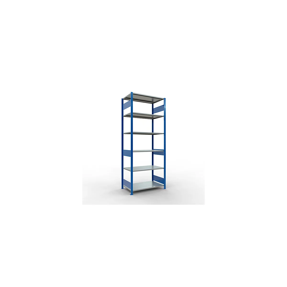 Schulte Lagertechnik Rayonnage à tablettes MULTIplus150, rayonnage de base emboîtable, L 1000 x P 600 x H 2500 mm, 6 niveaux, jusqu'à 1400 kg, bleu gentiane/galvanisé