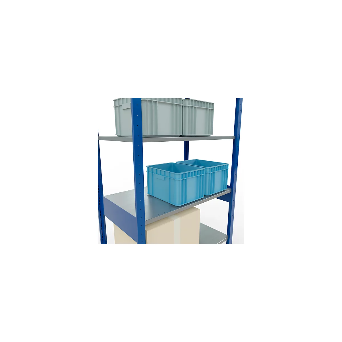 Schulte Lagertechnik Rayonnage à tablettes MULTIplus150, rayonnage de base emboîtable, L 1000 x P 600 x H 2500 mm, 6 niveaux, jusqu'à 1400 kg, bleu gentiane/galvanisé