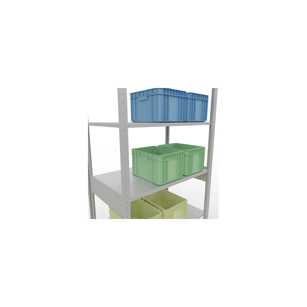 Schulte Lagertechnik Rayonnage à tablettes MULTIplus150, rayonnage de base emboîtable, L 1000 x P 600 x H 2500 mm, 6 niveaux, jusqu'à 1400 kg, gris clair