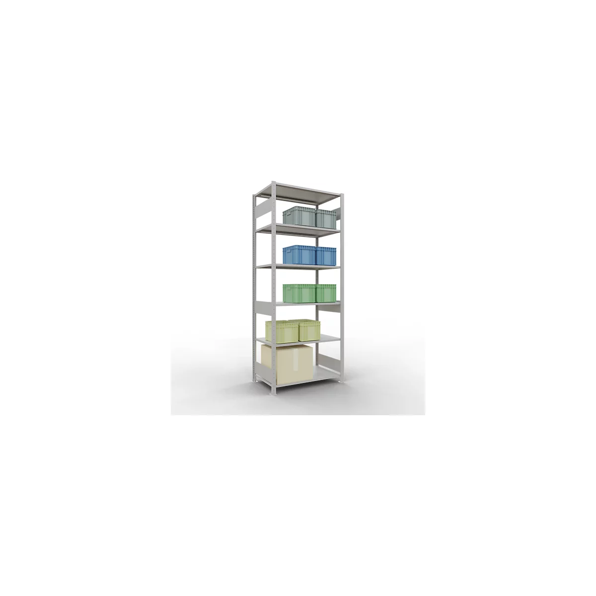Schulte Lagertechnik Rayonnage à tablettes MULTIplus150, rayonnage de base emboîtable, L 1000 x P 600 x H 2500 mm, 6 niveaux, jusqu'à 1400 kg, gris clair