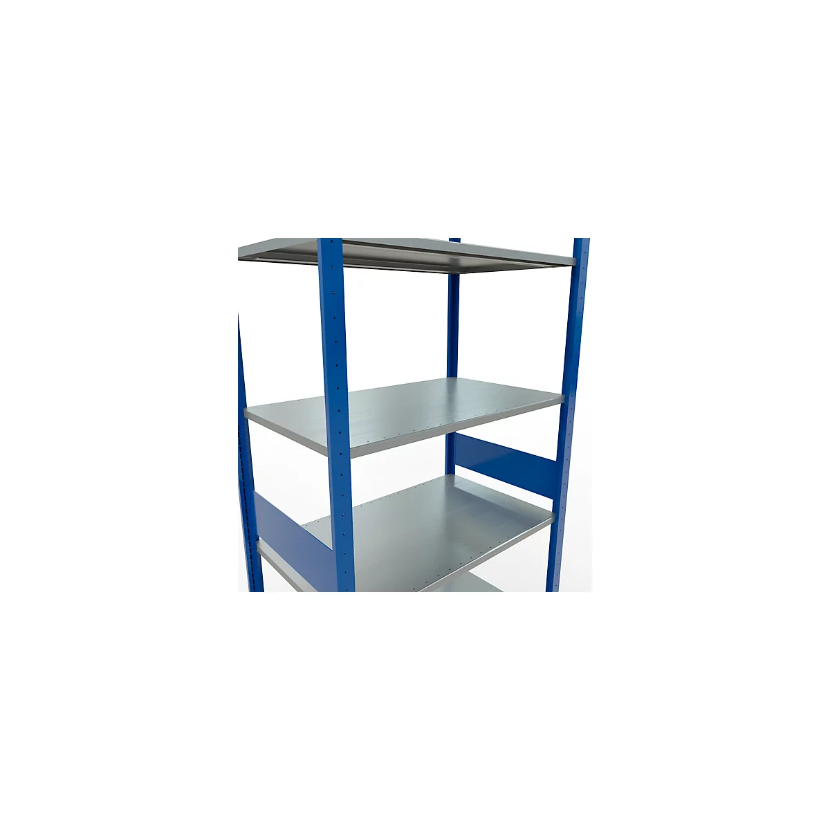 Schulte Lagertechnik Rayonnage à tablettes MULTIplus150, rayonnage de base emboîtable, L 1000 x P 600 x H 3000 mm, 7 niveaux, jusqu'à 1500 kg, bleu gentiane/galvanisé