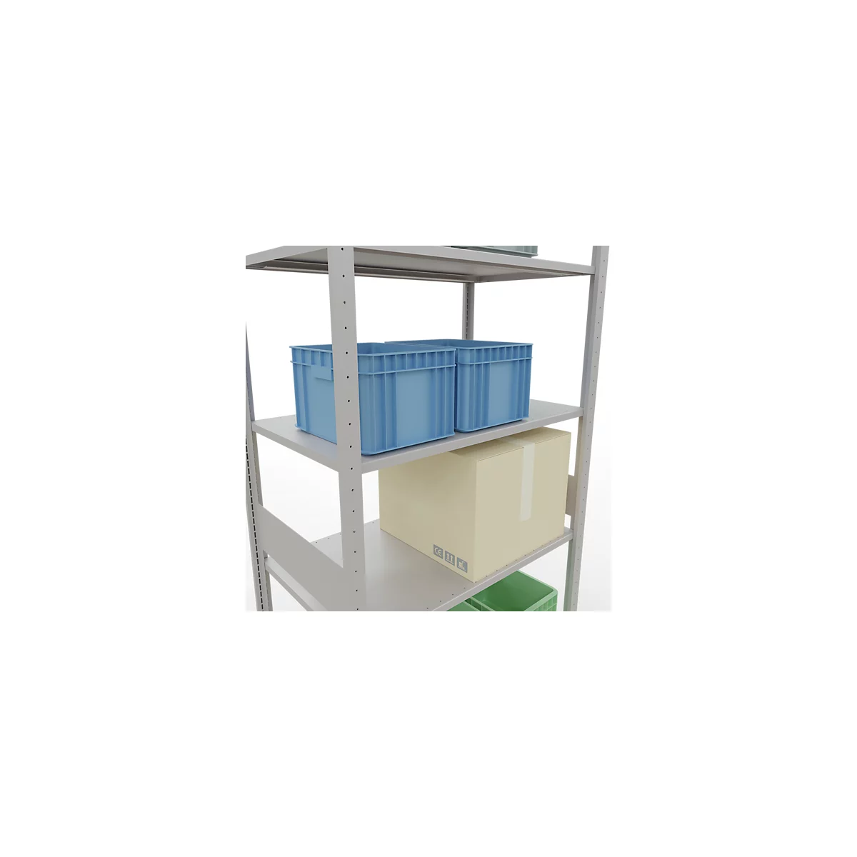 Schulte Lagertechnik Rayonnage à tablettes MULTIplus150, rayonnage de base emboîtable, L 1000 x P 600 x H 3000 mm, 7 niveaux, jusqu'à 1500 kg, gris clair