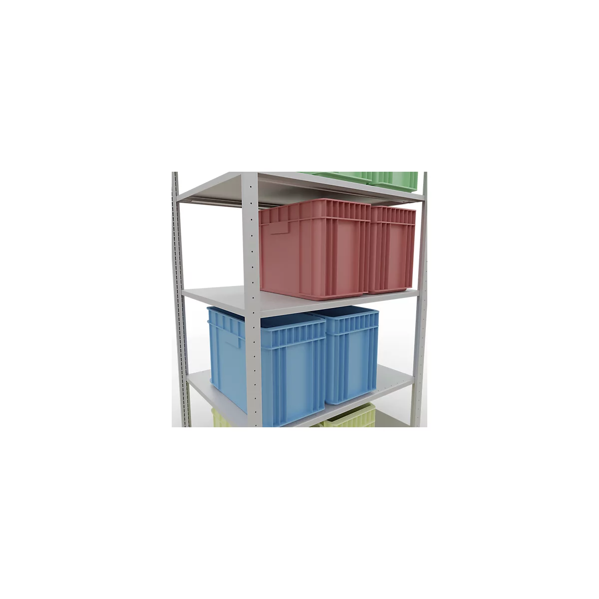 Schulte Lagertechnik Rayonnage à tablettes MULTIplus150, rayonnage de base emboîtable, L 1000 x P 800 x H 2000 mm, 5 niveaux, jusqu'à 1300 kg, gris clair