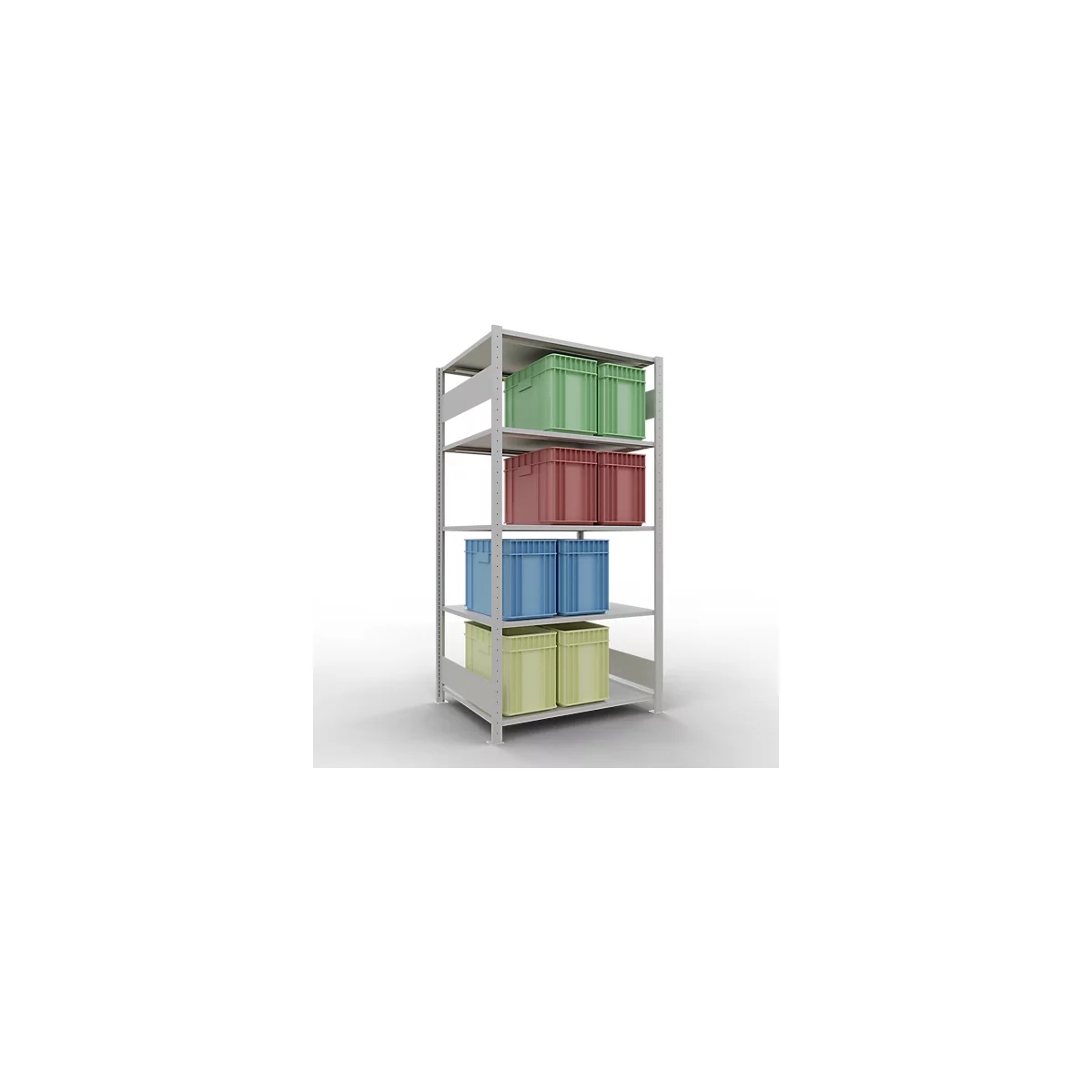 Schulte Lagertechnik Rayonnage à tablettes MULTIplus150, rayonnage de base emboîtable, L 1000 x P 800 x H 2000 mm, 5 niveaux, jusqu'à 1300 kg, gris clair