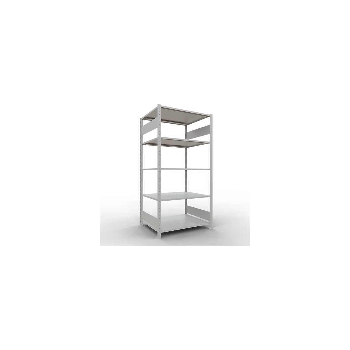 Schulte Lagertechnik Rayonnage à tablettes MULTIplus150, rayonnage de base emboîtable, L 1000 x P 800 x H 2000 mm, 5 niveaux, jusqu'à 1300 kg, gris clair