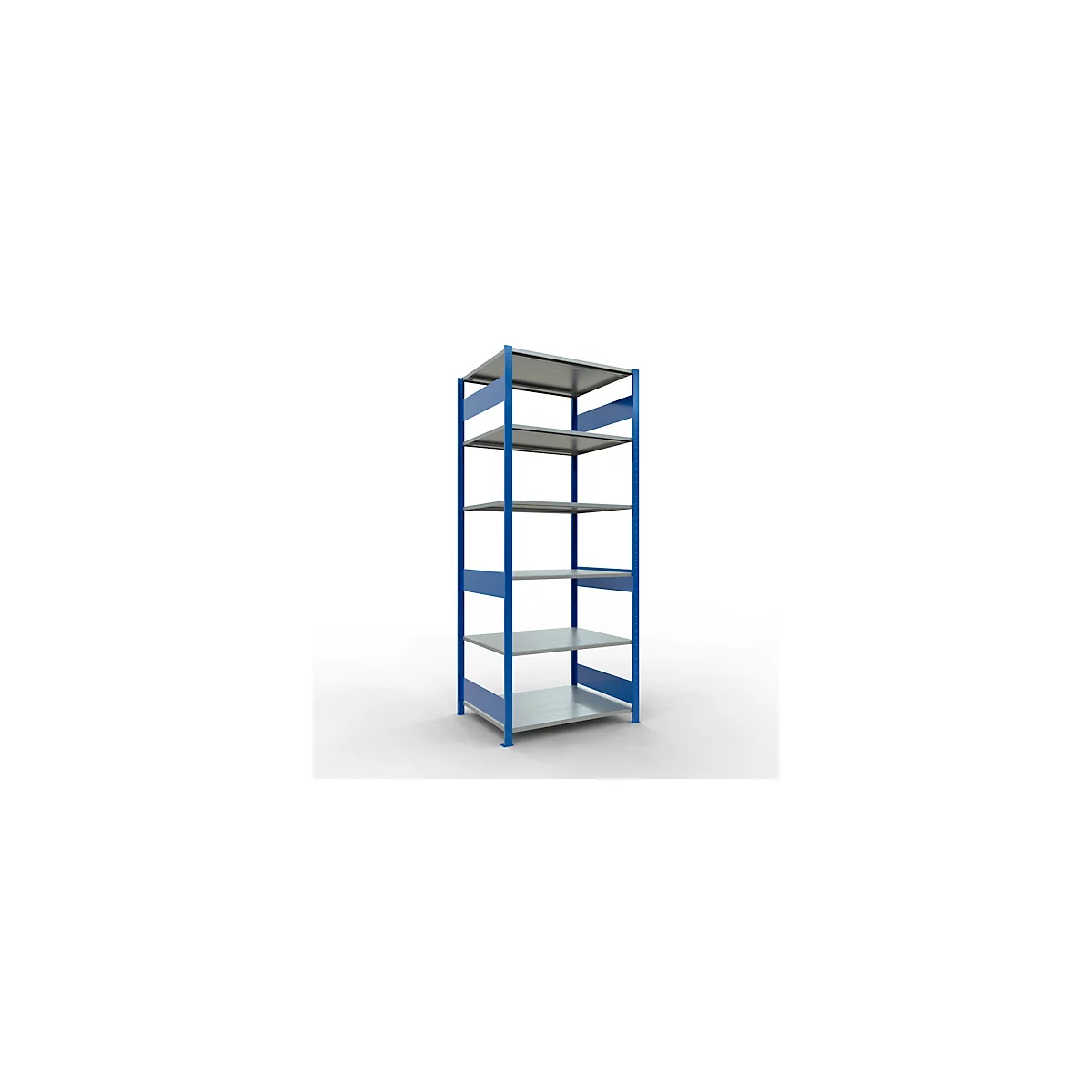 Schulte Lagertechnik Rayonnage à tablettes MULTIplus150, rayonnage de base emboîtable, L 1000 x P 800 x H 2500 mm, 6 niveaux, jusqu'à 1400 kg, bleu gentiane/galvanisé