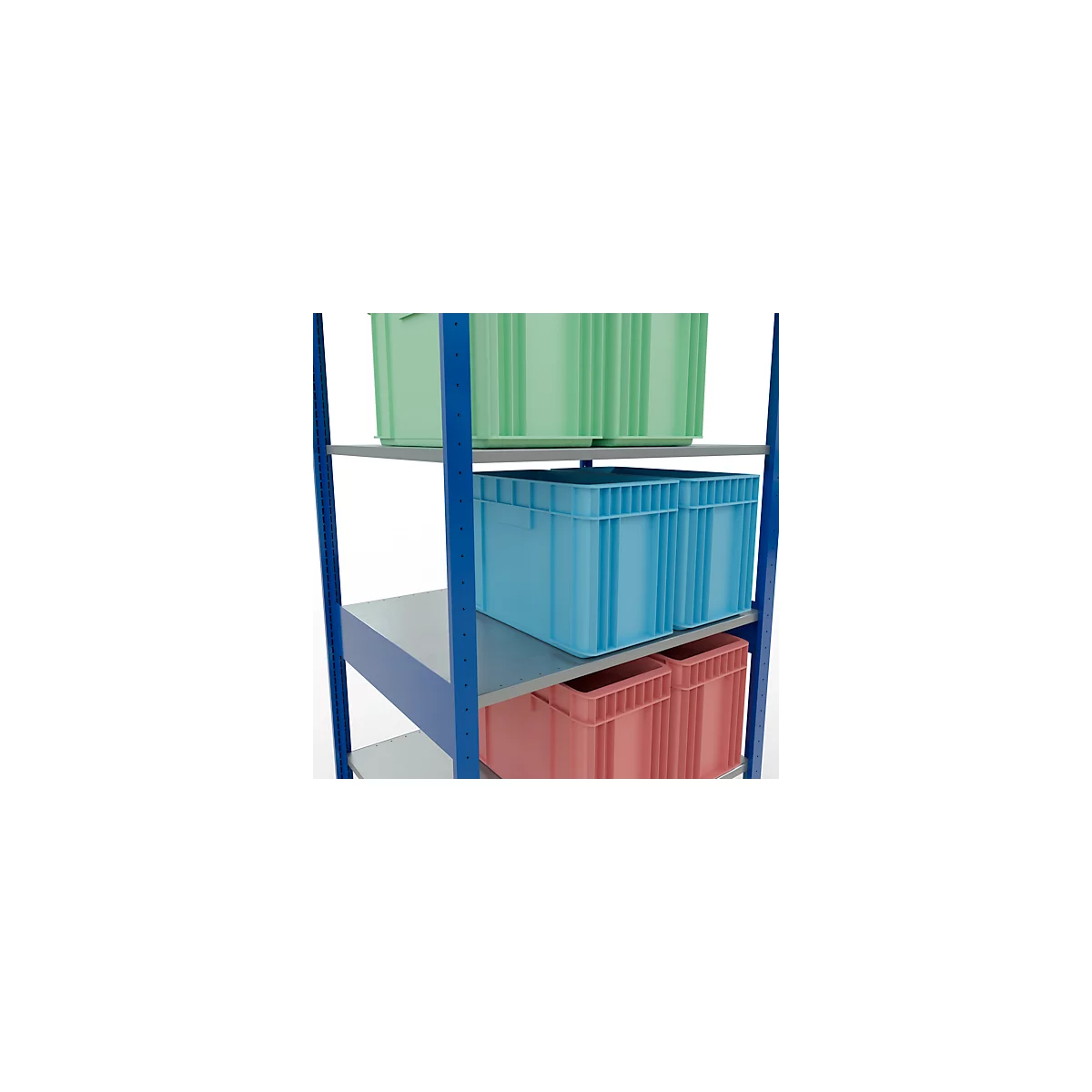 Schulte Lagertechnik Rayonnage à tablettes MULTIplus150, rayonnage de base emboîtable, L 1000 x P 800 x H 2500 mm, 6 niveaux, jusqu'à 1400 kg, bleu gentiane/galvanisé