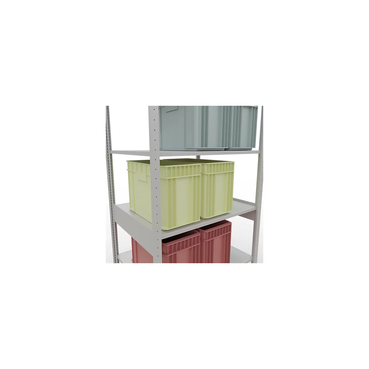 Schulte Lagertechnik Rayonnage à tablettes MULTIplus150, rayonnage de base emboîtable, L 1000 x P 800 x H 2500 mm, 6 niveaux, jusqu'à 1400 kg, gris clair