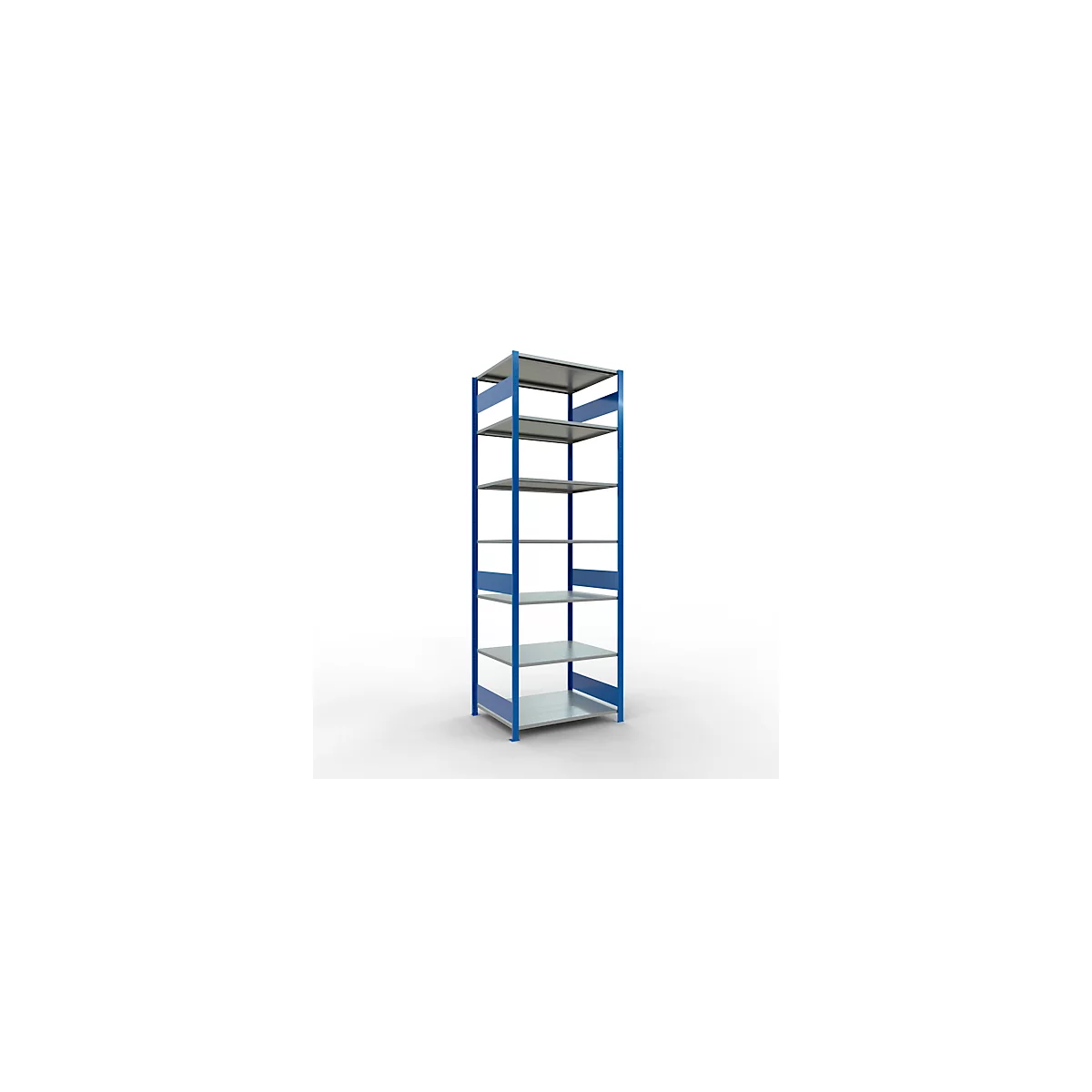 Schulte Lagertechnik Rayonnage à tablettes MULTIplus150, rayonnage de base emboîtable, L 1000 x P 800 x H 3000 mm, 7 niveaux, jusqu'à 1500 kg, bleu gentiane/galvanisé