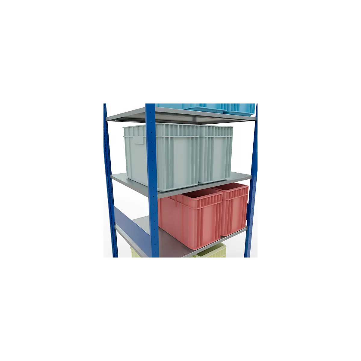 Schulte Lagertechnik Rayonnage à tablettes MULTIplus150, rayonnage de base emboîtable, L 1000 x P 800 x H 3000 mm, 7 niveaux, jusqu'à 1500 kg, bleu gentiane/galvanisé