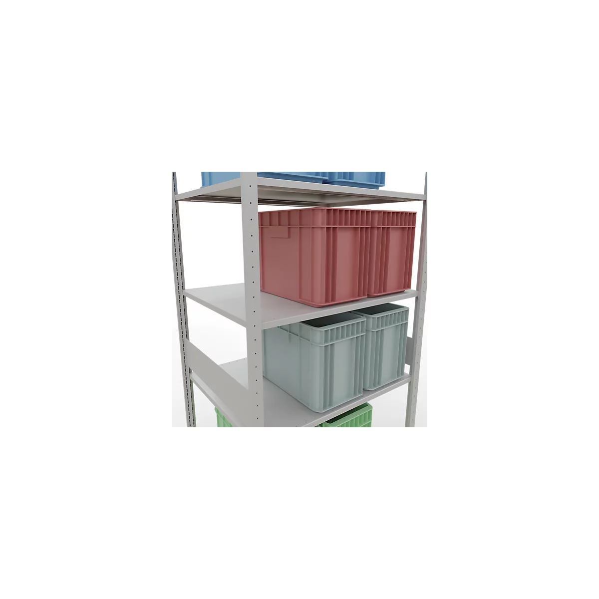 Schulte Lagertechnik Rayonnage à tablettes MULTIplus150, rayonnage de base emboîtable, L 1000 x P 800 x H 3000 mm, 7 niveaux, jusqu'à 1500 kg, gris clair