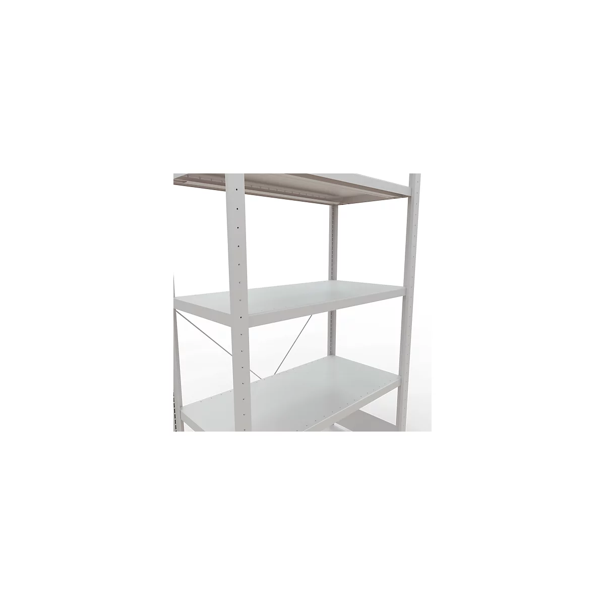Schulte Lagertechnik Rayonnage à tablettes Steckystem MULTIplus250, rayonnage de base, L 1000 x P 500 x H 2000 mm, 5 tablettes, entretoise croisée, jusqu'à 1300 kg, gris clair