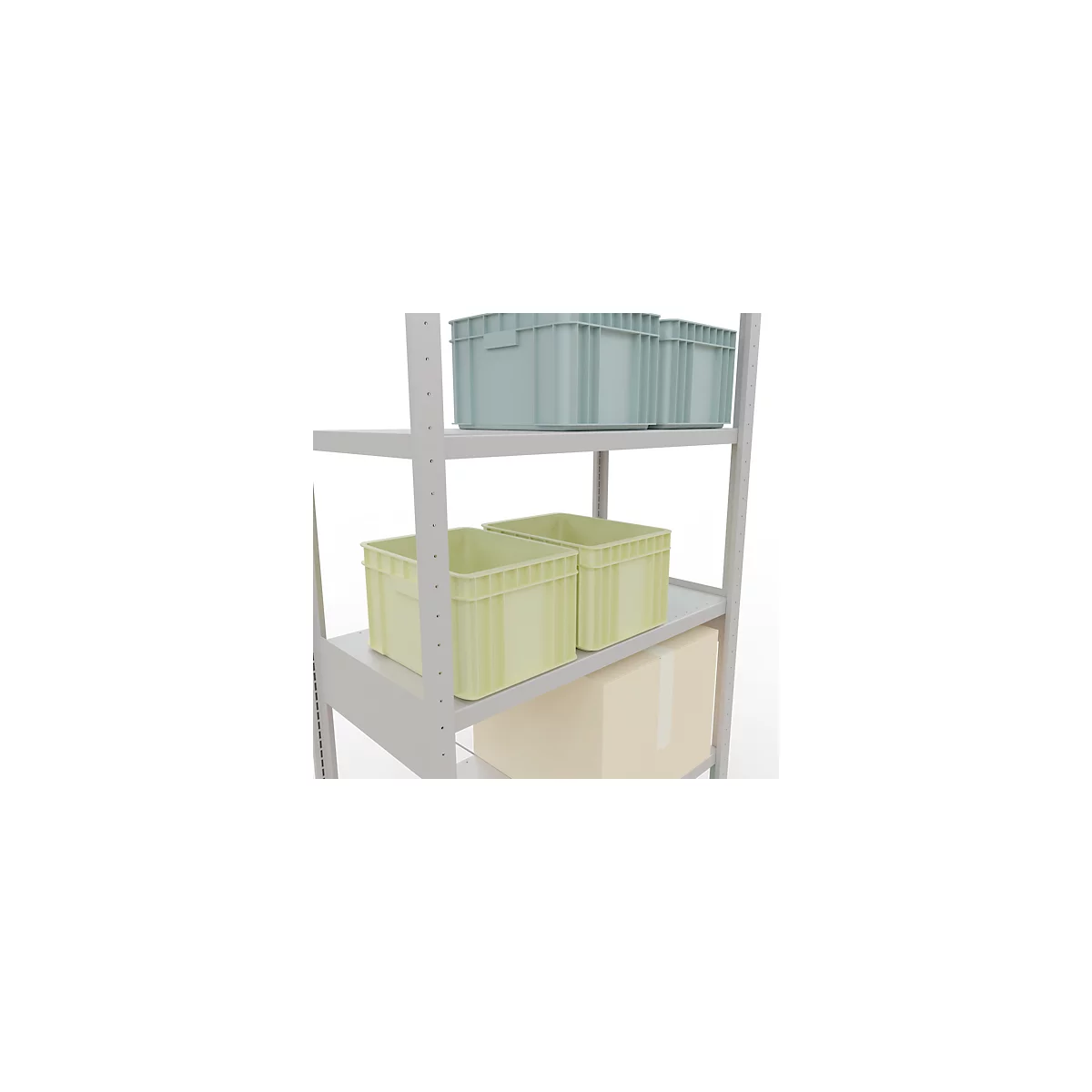 Schulte Lagertechnik Rayonnage à tablettes Steckystem MULTIplus250, rayonnage de base, L 1000 x P 500 x H 2500 mm, 6 tablettes, entretoise croisée, jusqu'à 1700 kg, gris clair