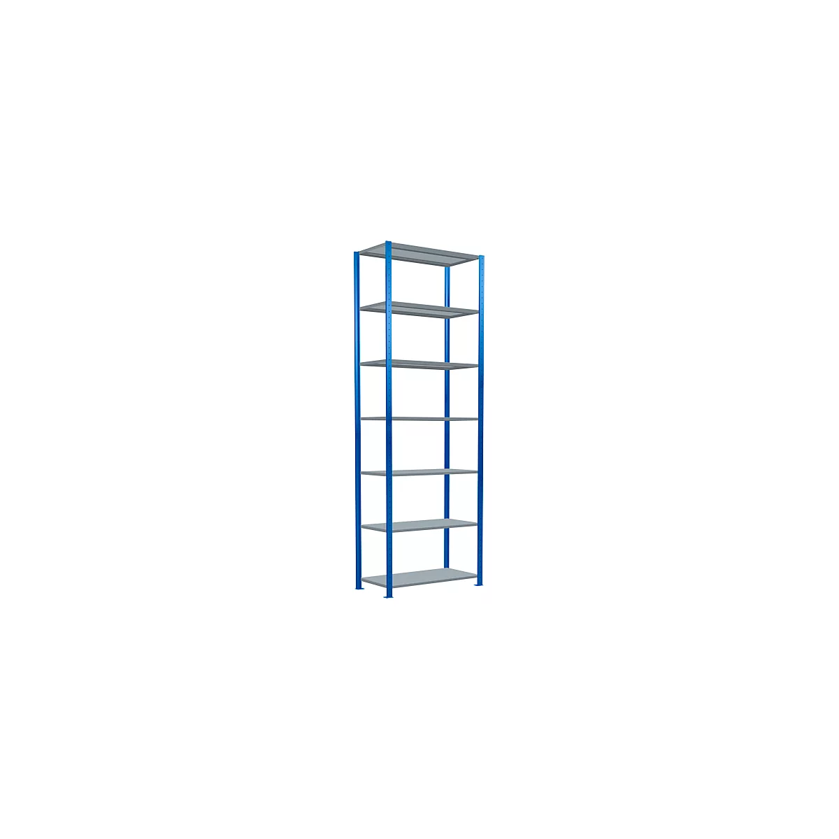 Schulte Lagertechnik Rayonnage à tablettes Steckystem MULTIplus250, rayonnage de base, L 1000 x P 500 x H 3000 mm, 7 tablettes, entretoise croisée, jusqu'à 2300 kg, bleu gentiane