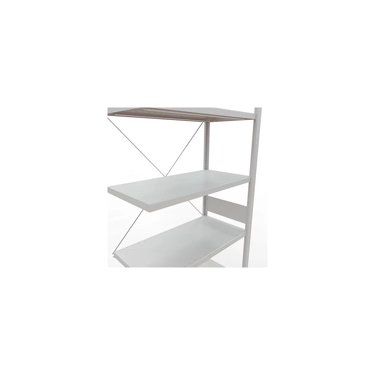 Schulte Lagertechnik Rayonnage à tablettes Système enfichable MultiPlus250, rayonnage annexe, 6 tablettes, entretoise croisée, L 1000 x P 500 x H 3000 mm, gris clair RAL 7035