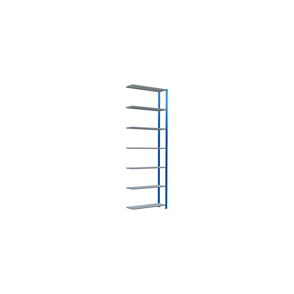 Schulte Lagertechnik Rayonnage à tablettes Système enfichable MultiPlus250, rayonnage annexe, 7 tablettes, entretoise croisée, L 1000 x P 300 x H 3000 mm, bleu gentiane RAL 5010