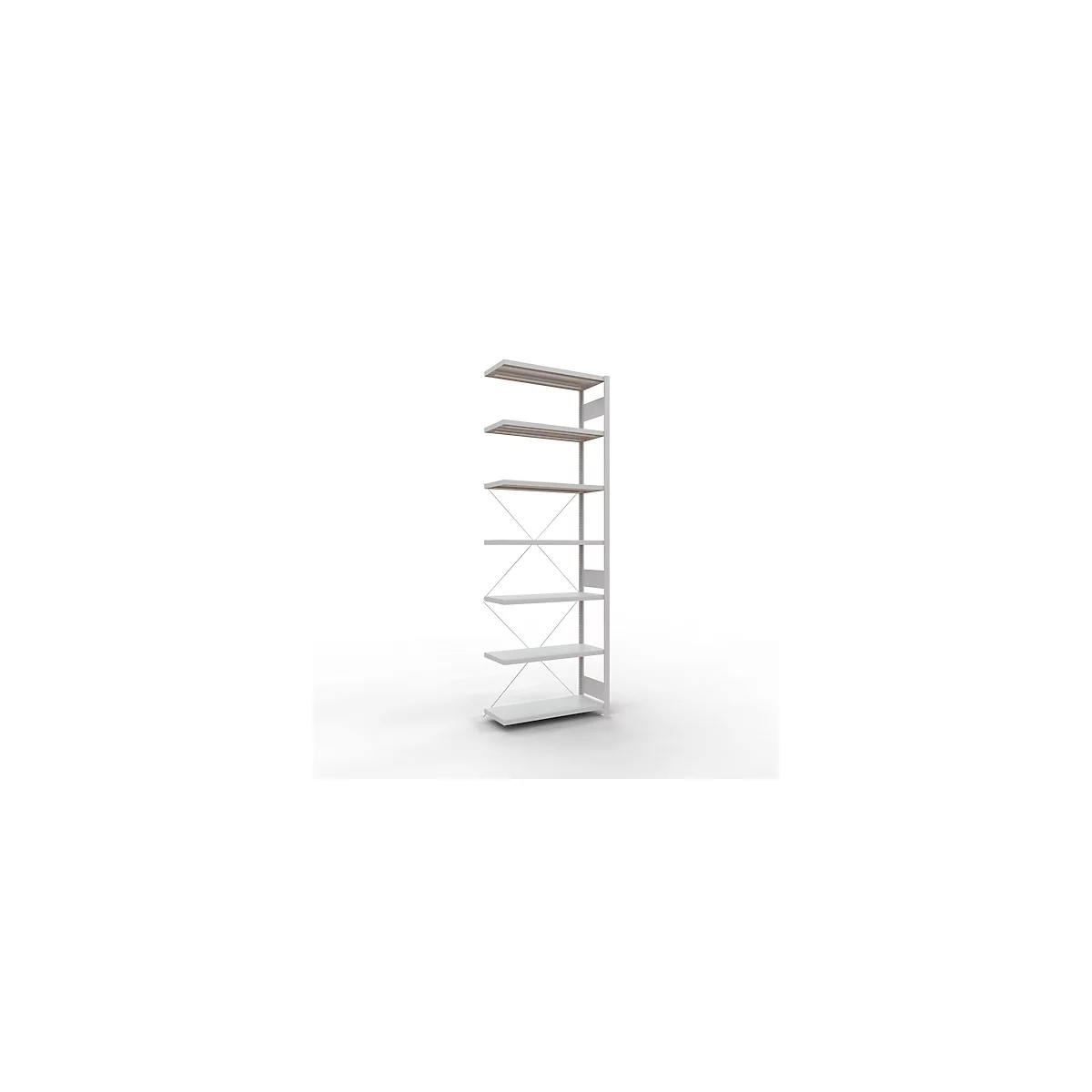Schulte Lagertechnik Rayonnage à tablettes Système enfichable MultiPlus250, rayonnage annexe, 7 tablettes, entretoise croisée, L 1000 x P 400 x H 3000 mm, gris clair RAL 7035