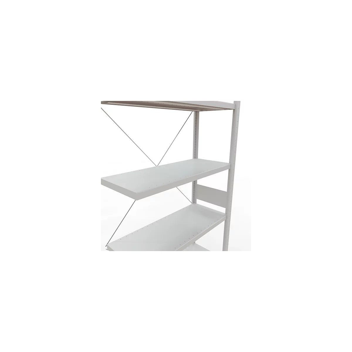 Schulte Lagertechnik Rayonnage à tablettes Système enfichable MultiPlus250, rayonnage annexe, 7 tablettes, entretoise croisée, L 1000 x P 400 x H 3000 mm, gris clair RAL 7035