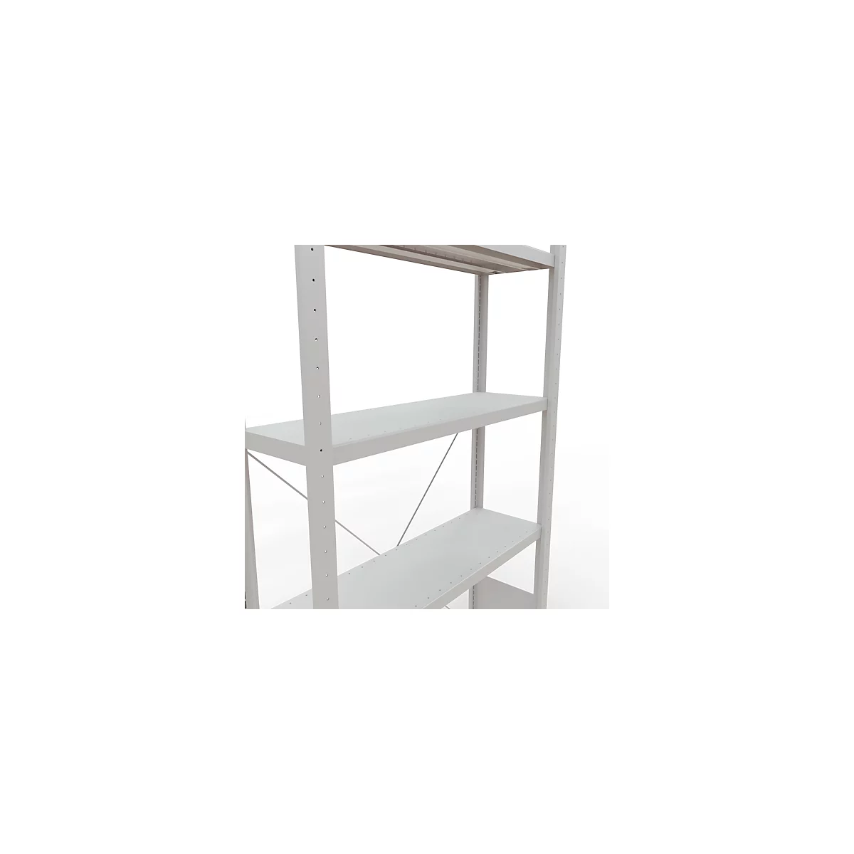 Schulte Lagertechnik Rayonnage à tablettes Système enfichable MultiPlus250, rayonnage de base, 5 tablettes, entretoise croisée, L 1000 x P 300 x H 2000 mm, gris clair RAL 7035