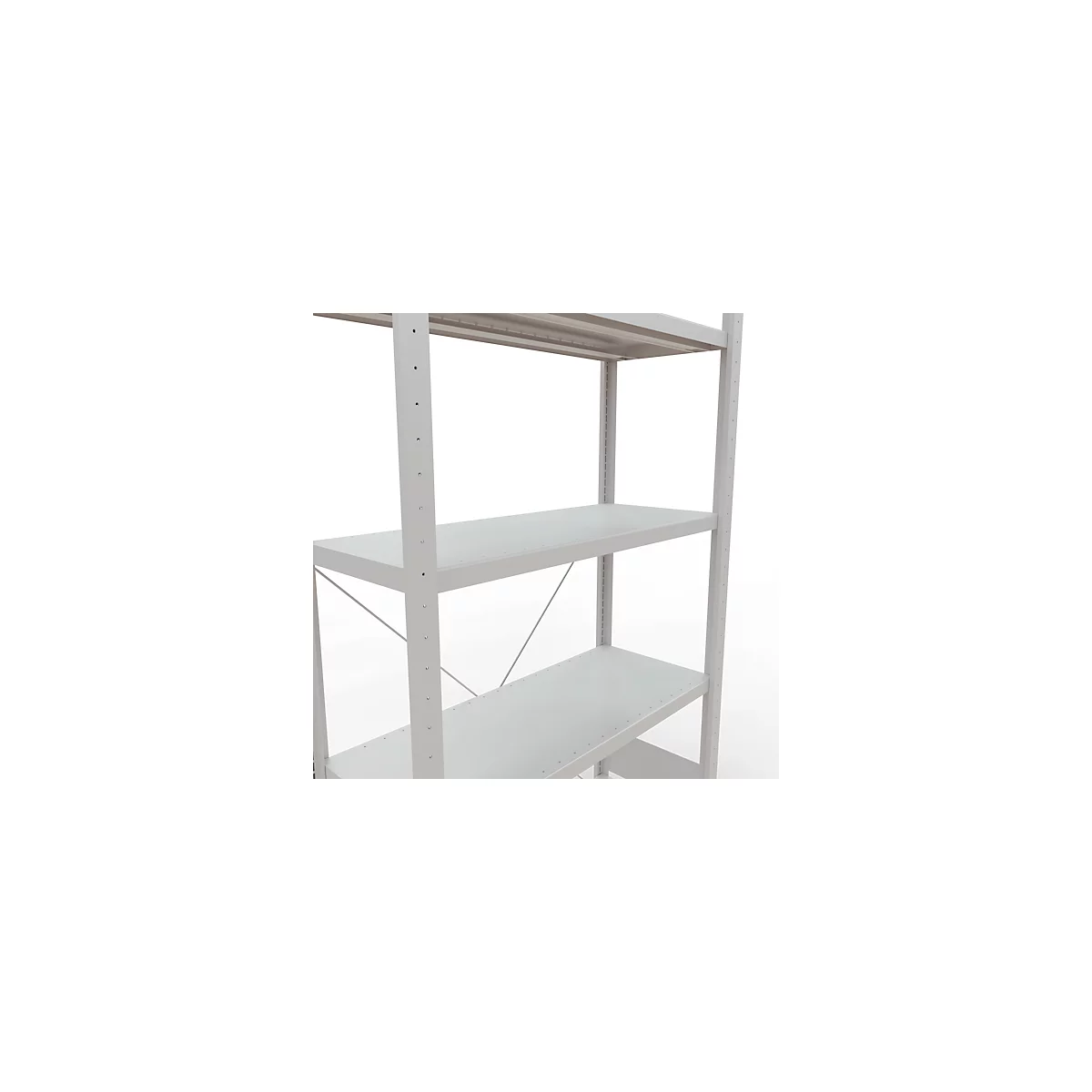Schulte Lagertechnik Rayonnage à tablettes Système enfichable MultiPlus250, rayonnage de base, 5 tablettes, entretoise croisée, L 1000 x P 400 x H 2000 mm, gris clair RAL 7035