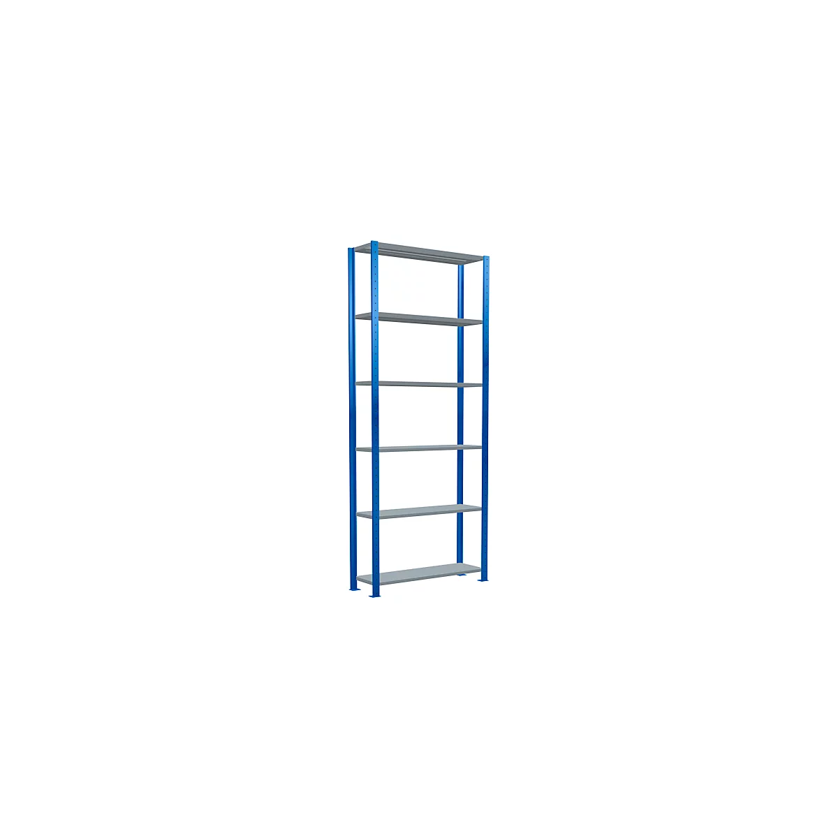 Schulte Lagertechnik Rayonnage à tablettes Système enfichable MultiPlus250, rayonnage de base, 6 tablettes, entretoise croisée, L 1000 x P 300 x H 2500 mm, bleu gentiane RAL 5010