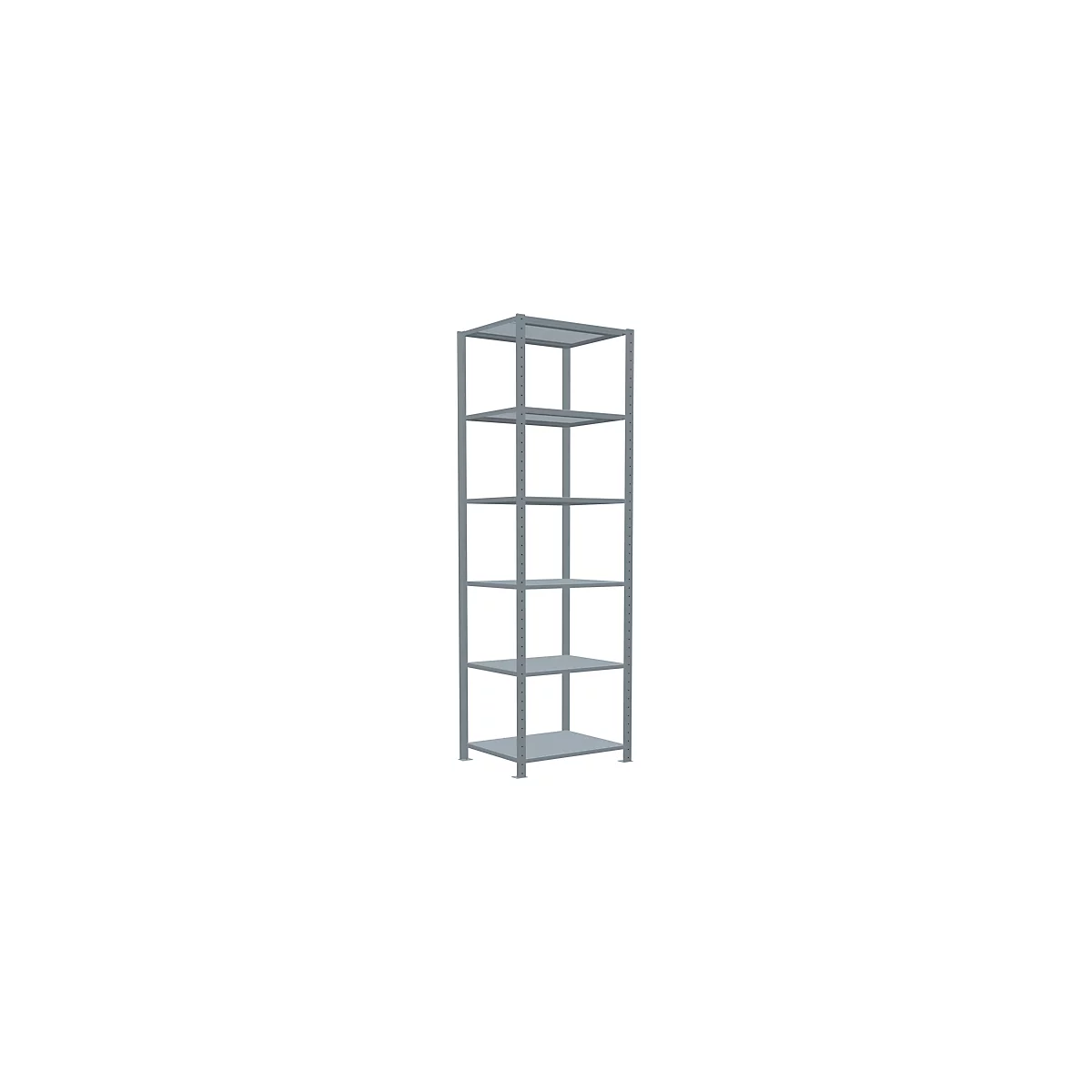 Schulte Lagertechnik Rayonnage à tablettes Système enfichable MultiPlus250, rayonnage de base, 6 tablettes, entretoise croisée, L 750 x P 600 x H 2500 mm, gris argenté/galvanisé