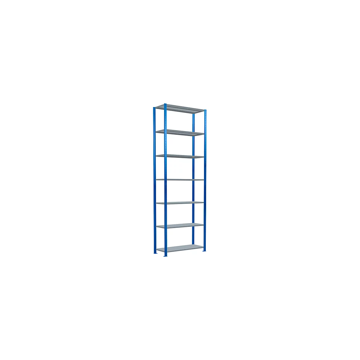 Schulte Lagertechnik Rayonnage à tablettes Système enfichable MultiPlus250, rayonnage de base, 7 tablettes, entretoise croisée, L 1000 x P 400 x H 3000 mm, bleu gentiane RAL 5010