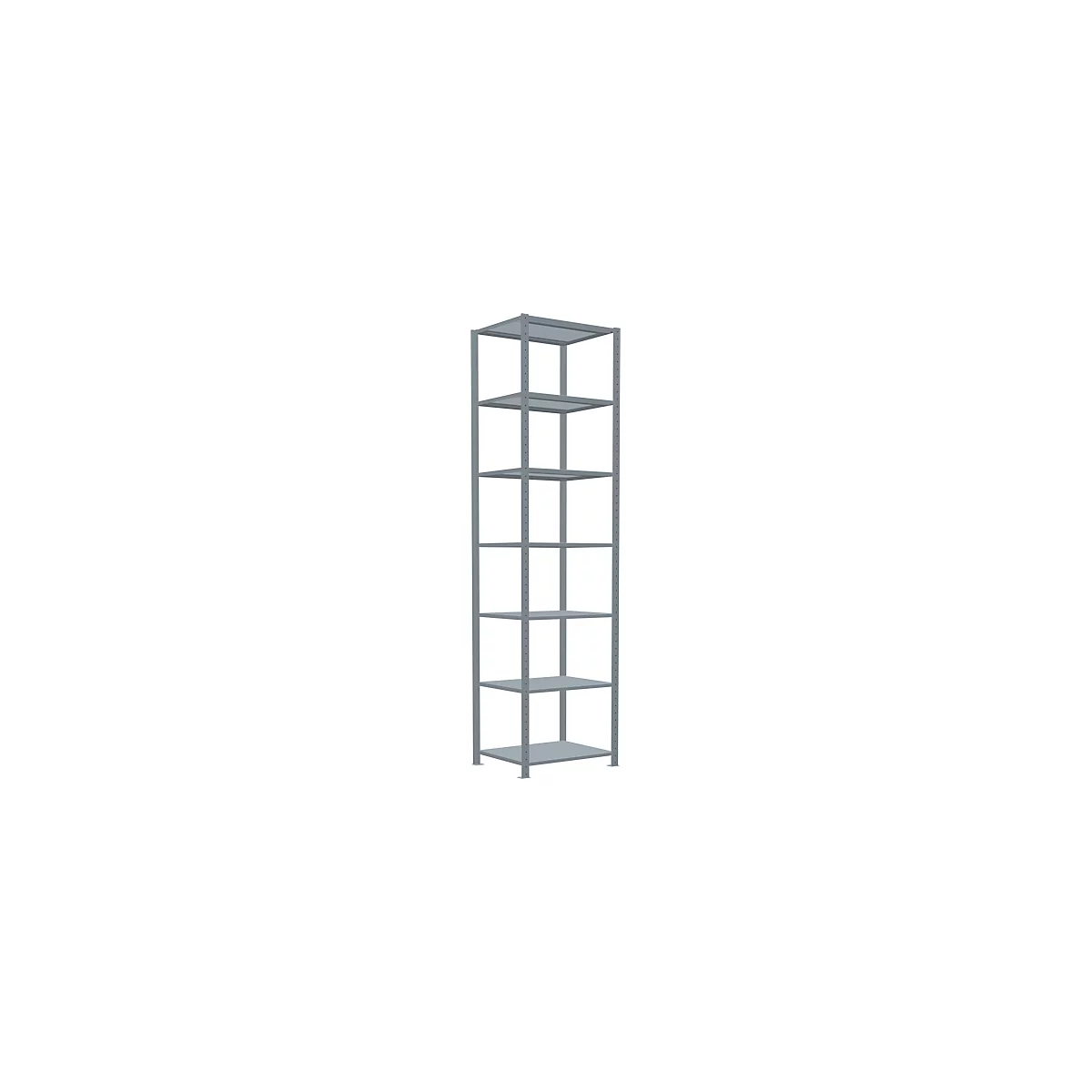 Schulte Lagertechnik Rayonnage à tablettes Système enfichable MultiPlus250, rayonnage de base, 7 tablettes, entretoise croisée, L 750 x P 600 x H 3000 mm, gris argenté/galvanisé