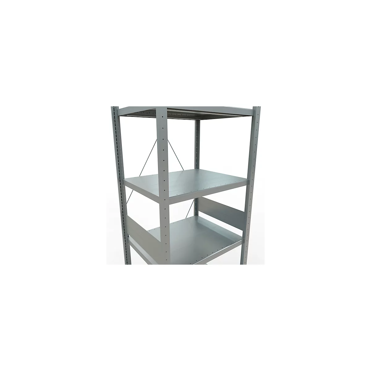 Schulte Lagertechnik Rayonnage à tablettes Système enfichable MultiPlus250, rayonnage de base, 7 tablettes, entretoise croisée, L 750 x P 600 x H 3000 mm, gris argenté/galvanisé