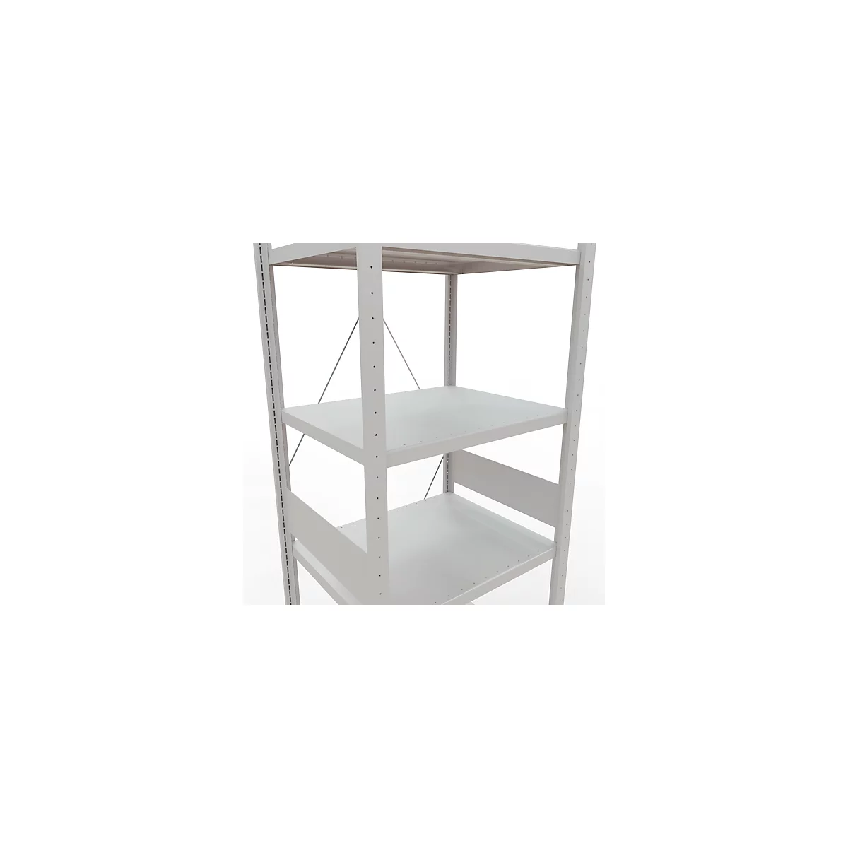 Schulte Lagertechnik Rayonnage à tablettes Système enfichable MultiPlus250, rayonnage de base, 7 tablettes, entretoise croisée, L 750 x P 600 x H 3000 mm, gris clair RAL 7035