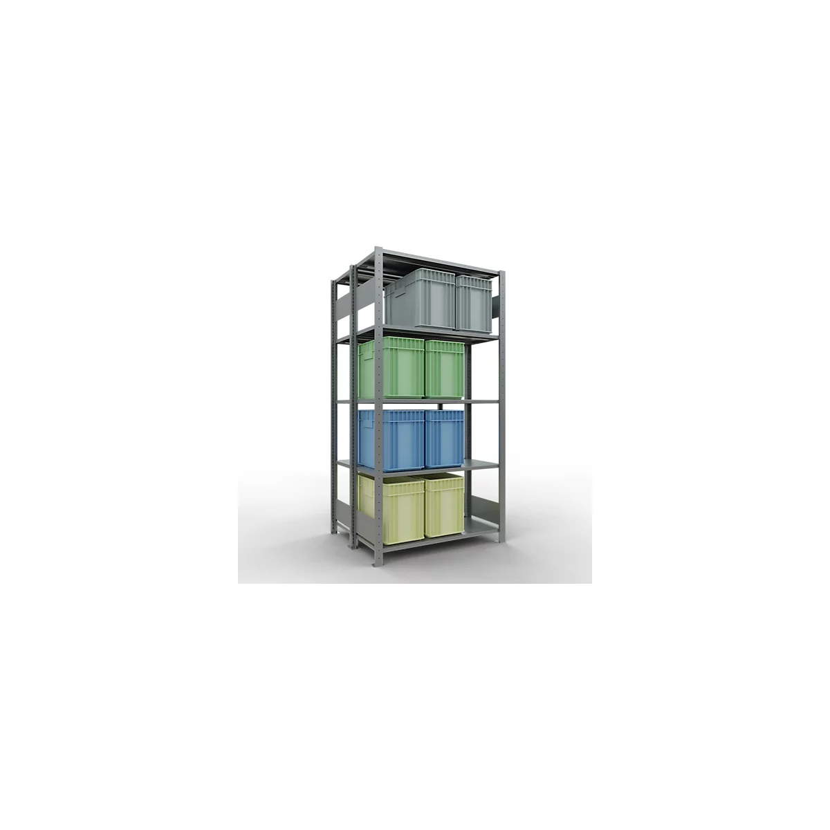 SCHULTE Lagertechnik - Rayonnage de base double emboîtable type 150 - 2000x1000x2x400 mm galv. 2x5 tablettes