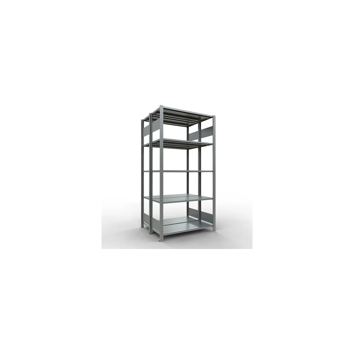 SCHULTE Lagertechnik - Rayonnage de base double emboîtable type 150 - 2000x1000x2x400 mm galv. 2x5 tablettes