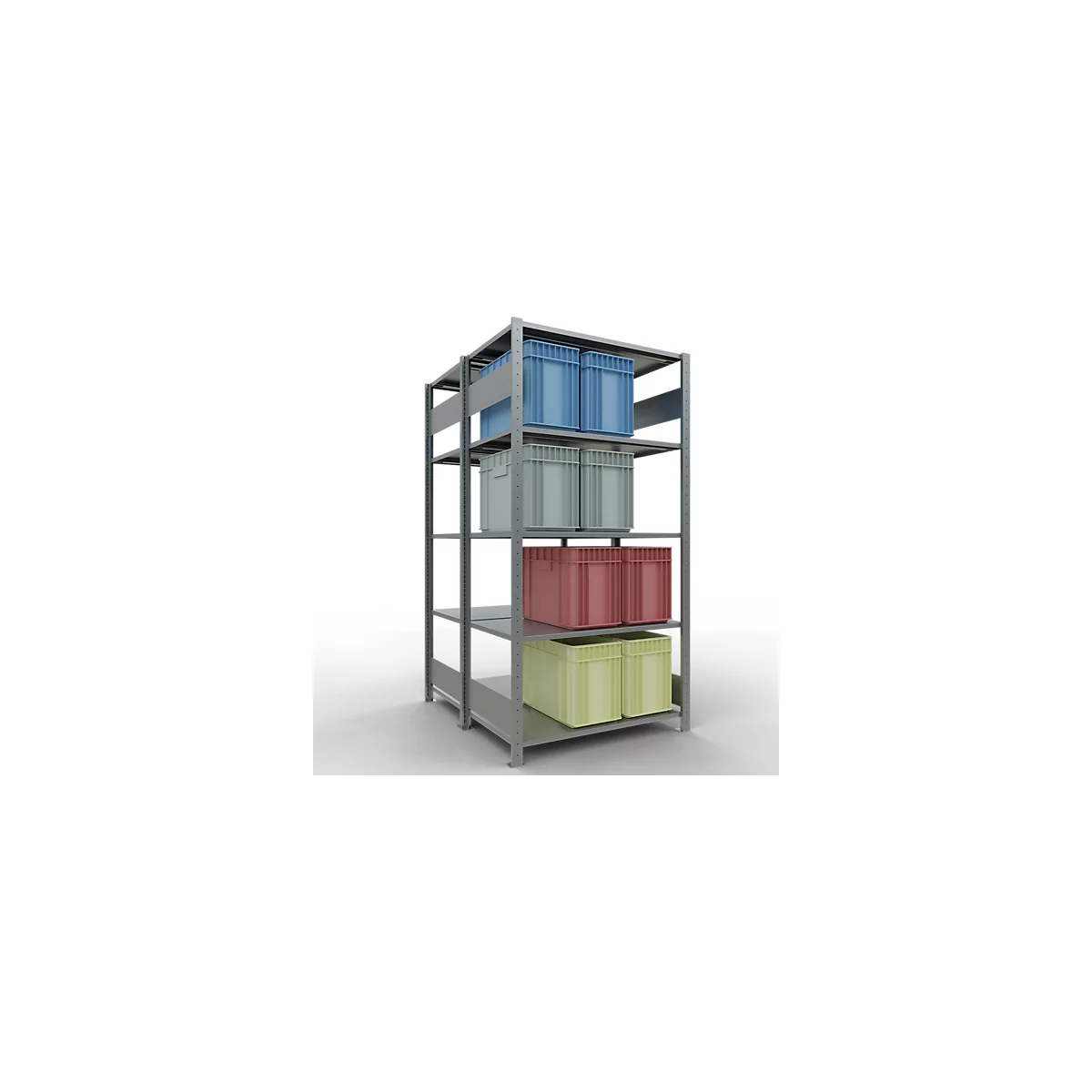 SCHULTE Lagertechnik - Rayonnage de base double emboîtable type 150 - 2000x1000x2x600 mm galv. 2x5 tablettes