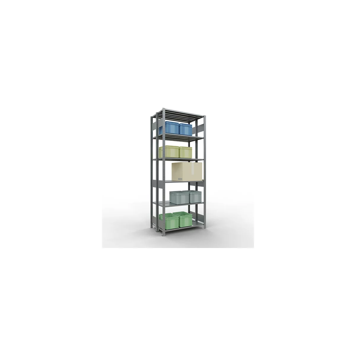 SCHULTE Lagertechnik - Rayonnage de base double emboîtable type 150 - 2500x1000x2x300 mm galv. 2x6 tablettes