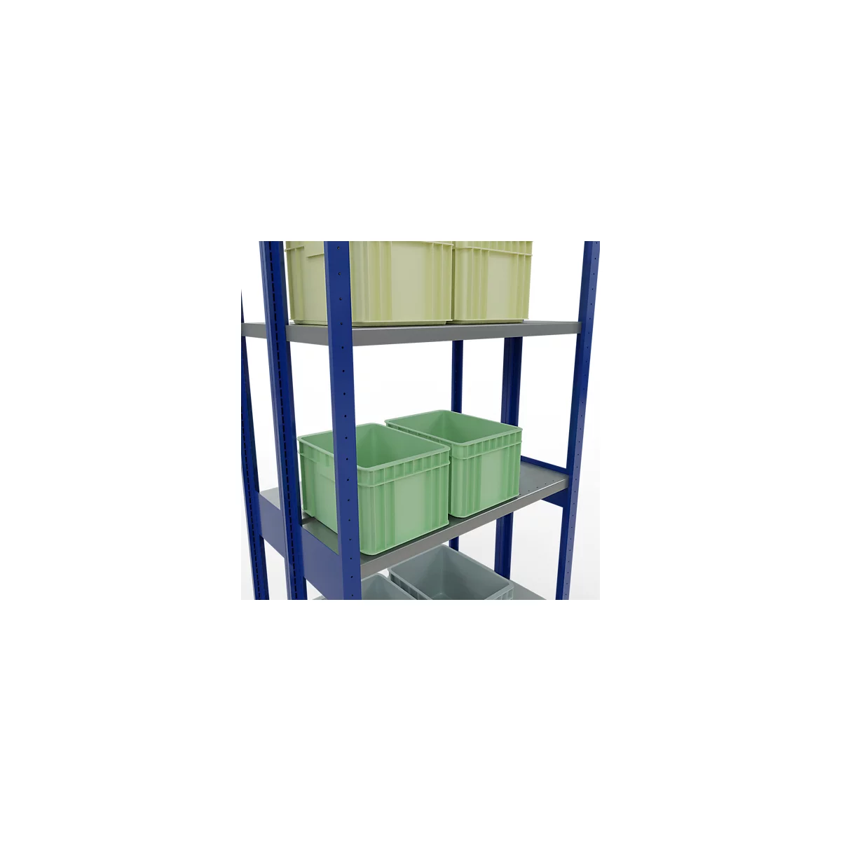 SCHULTE Lagertechnik - Rayonnage de base double système enfichable MULTIPlus250 - 3000x1000x(2x300) mm, 14 tablettes, galvanisé