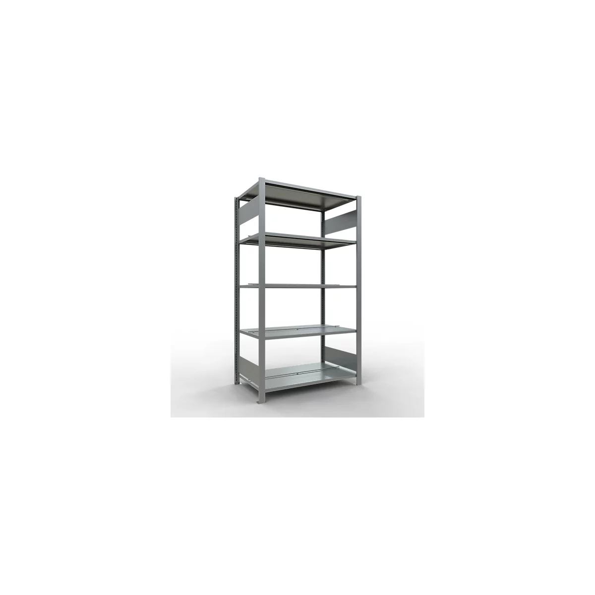 Schulte Lagertechnik Rayonnage de bureau emboîtable MultiPlus150, rayonnage de base, 5 tablettes, avec butée centrale, L 1000 x P 600 x H 1800 mm, gris argenté/galvanisé