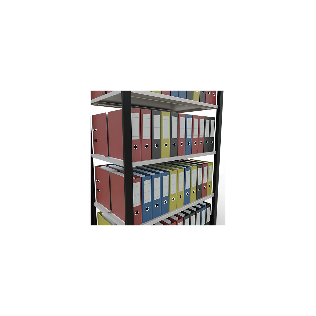 Schulte Lagertechnik Rayonnage de bureau emboîtable MultiPlus150, rayonnage de base, 5 tablettes, avec butée centrale, L 1000 x P 600 x H 1800 mm, noir/gris clair