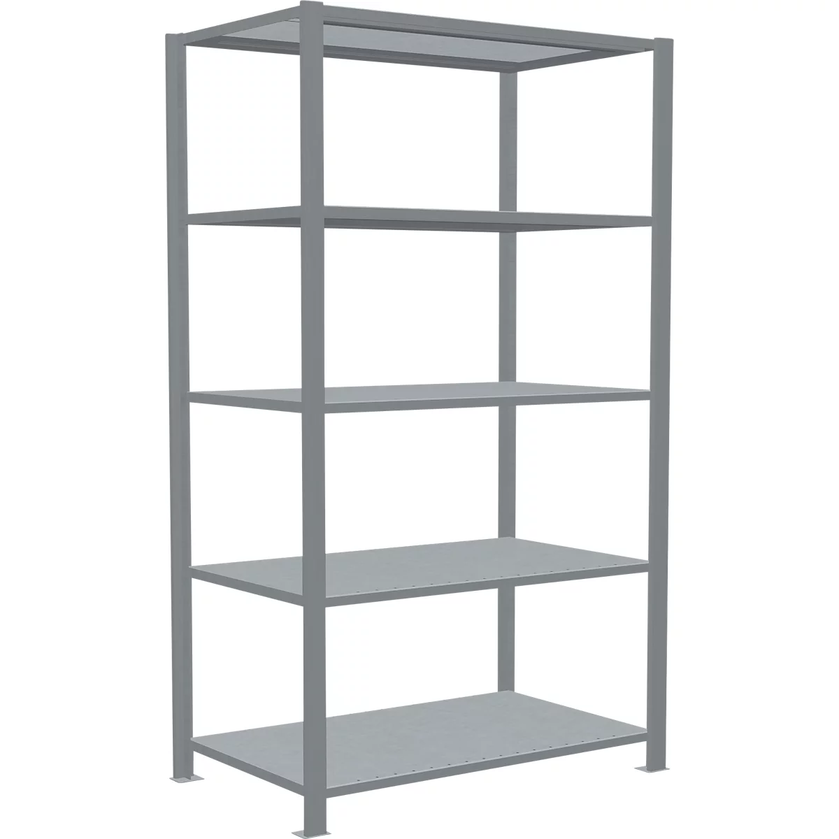 Schulte Lagertechnik Rayonnage de bureau emboîtable MultiPlus150, rayonnage de base, 5 tablettes, sans butée centrale, L 1000 x P 600 x H 1800 mm, gris argenté/galvanisé