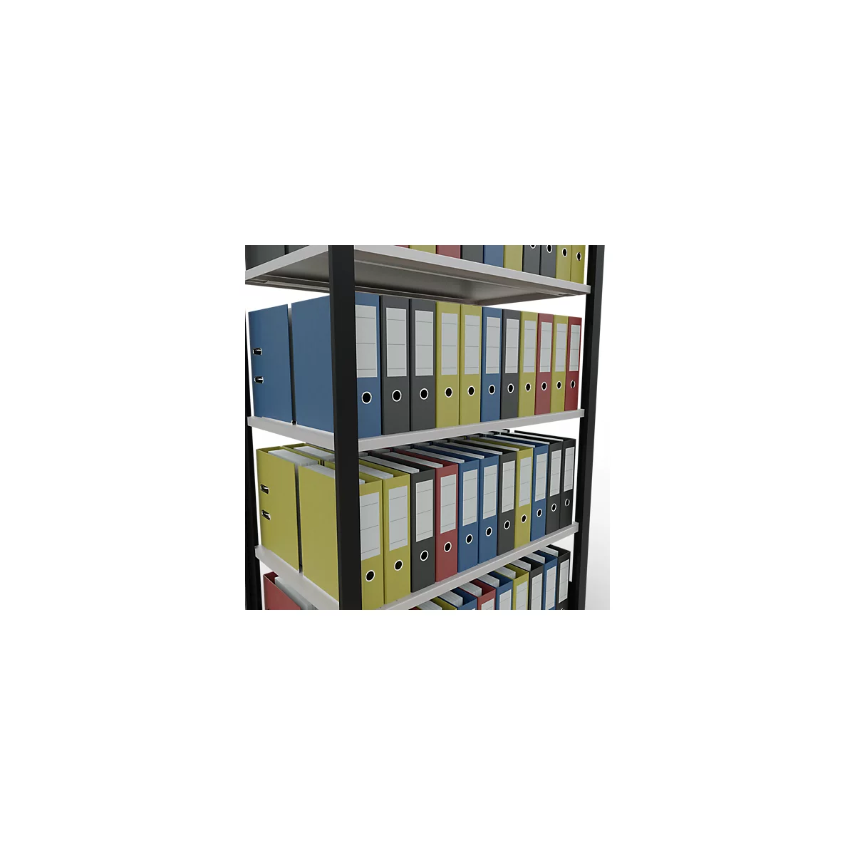 Schulte Lagertechnik Rayonnage de bureau emboîtable MultiPlus150, rayonnage de base, 5 tablettes, sans butée centrale, L 1000 x P 600 x H 1800 mm, noir/gris clair