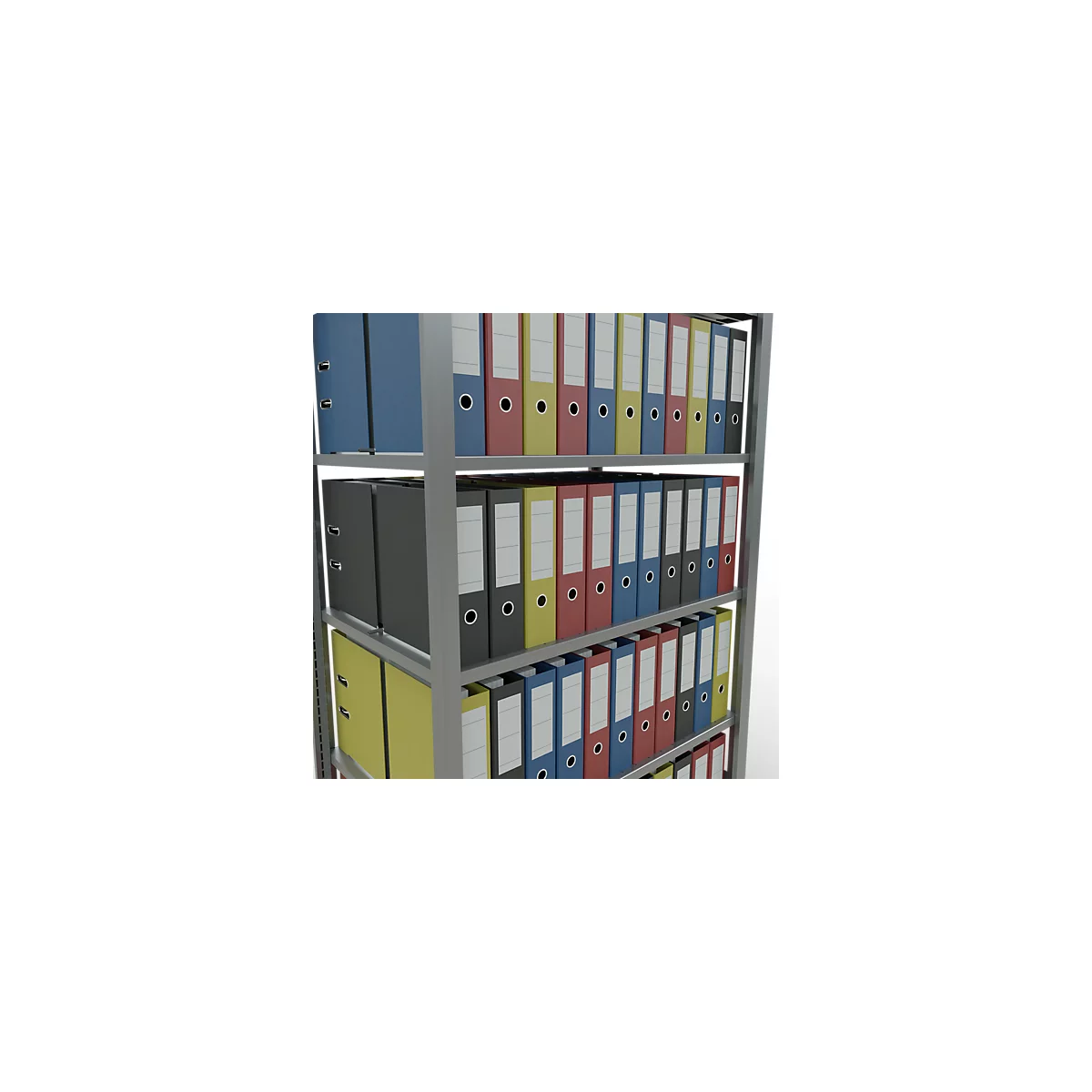 Schulte Lagertechnik Rayonnage de bureau emboîtable MultiPlus150, rayonnage de base, 6 tablettes, avec butée centrale, L 1000 x P 600 x H 2000 mm, gris argenté/galvanisé