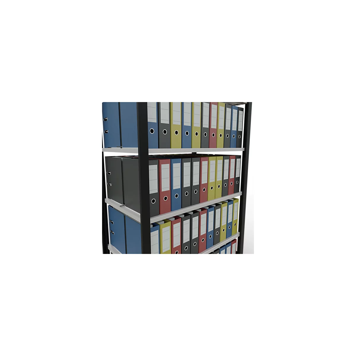 Schulte Lagertechnik Rayonnage de bureau emboîtable MultiPlus150, rayonnage de base, 6 tablettes, avec butée centrale, L 1000 x P 600 x H 2000 mm, noir/gris clair