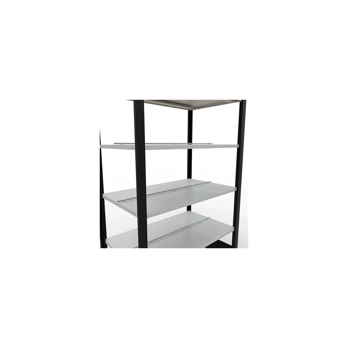 Schulte Lagertechnik Rayonnage de bureau emboîtable MultiPlus150, rayonnage de base, 6 tablettes, avec butée centrale, L 1000 x P 600 x H 2000 mm, noir/gris clair