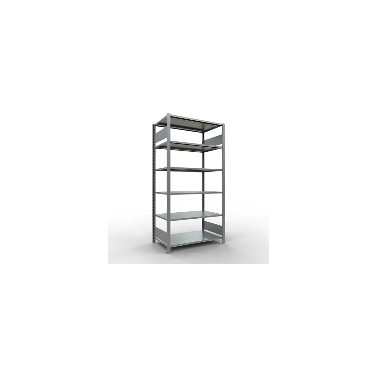 Schulte Lagertechnik Rayonnage de bureau emboîtable MultiPlus150, rayonnage de base, 6 tablettes, sans butée centrale, L 1000 x P 600 x H 2000 mm, gris argenté/galvanisé